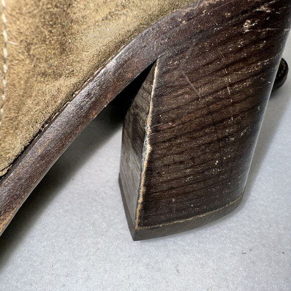 Aquatalia Olive Green Suede Stacked Heel Ankle Classic Booties Sz. 8.5 - Picture 6 of 10